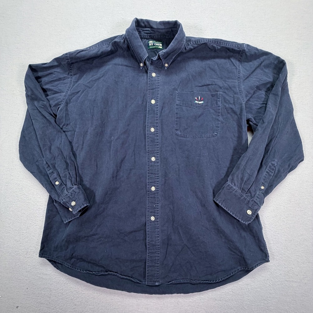 Ivy Crew Shirt Mens XL Good Navy Blue Vintage Button Down Cotton